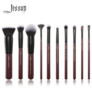 Jessup brushes 10pcs/set Plum Makeup brushes Cosmetic tools Make up brush set blend foundation eyeshadow