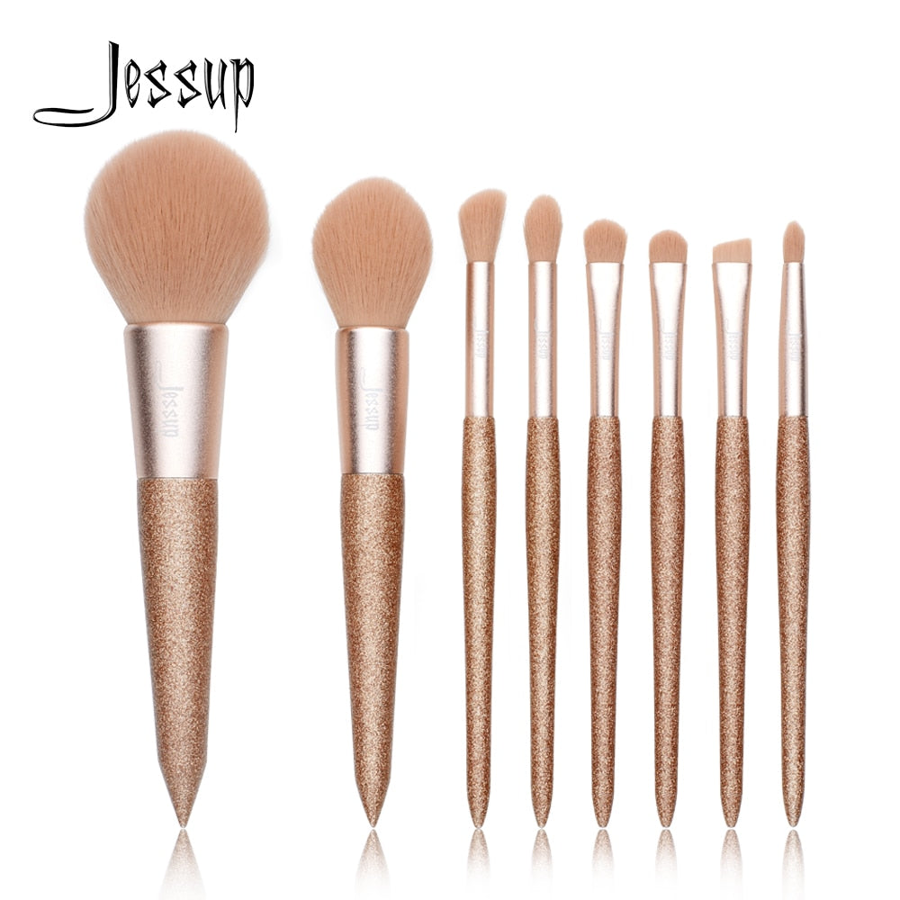 Jessup 8 pcs Professional foundation brush Powder Blusher Contour Pencil Eyeshadow Make up brushes Synthetic hair Cosmetic