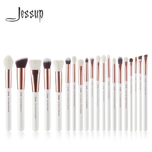 Jessup brushes Pearl White/ Rose Gold Professional Makeup Brushes Set Make up Brush Tools Foundation Powder Cosmetic Beauty