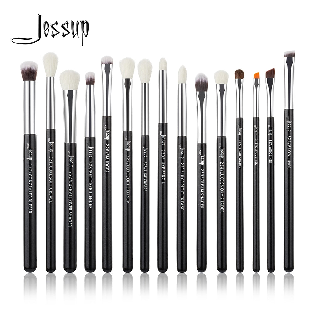 Jessup Make up Brushes Set Brush Makeup Brush 15pcs Black/Silver Eye Liner Shader Natural-synthetic hair