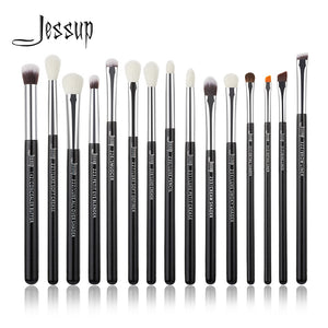 Jessup Make up Brushes Set Brush Makeup Brush 15pcs Black/Silver Eye Liner Shader Natural-synthetic hair