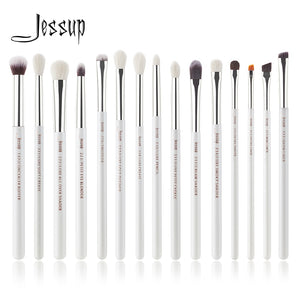 Jessup Pearl White/Silver Professional Makeup Brushes Set Make up Brush Tools kit Eye Liner Shader natural-synthetic hair