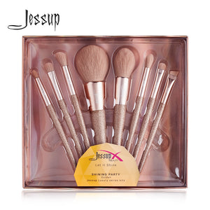 Jessup Shining Party Golden brush makeup brush Powder Blusher Eyeshadow Foundation brush Synthetic hair Gift box