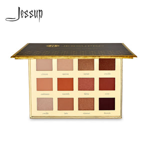 Jessup 12 colors Eye shadow palette Earth Color easy to wear waterproof Makeup palette eyeshadow