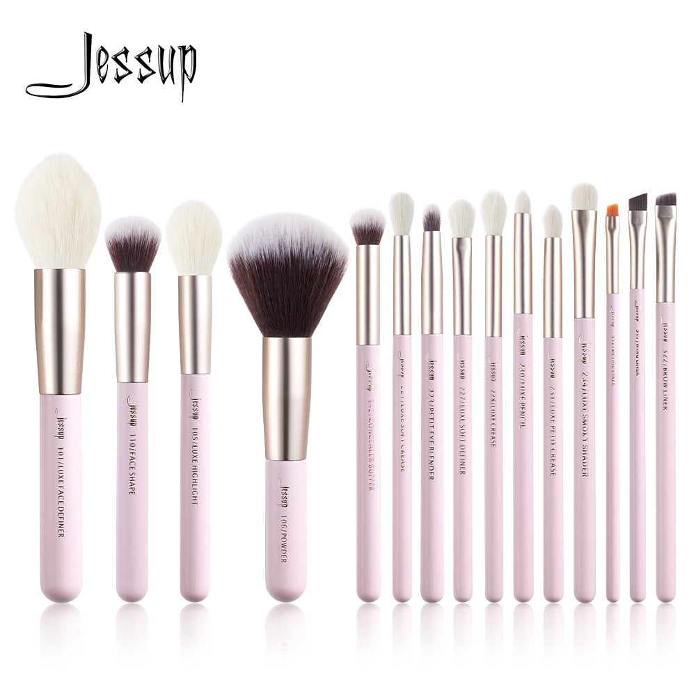 Jessup Makeup Brush Professional Makeup Brushes Set Foundation Eyeshadow Blender Powder Blush 15pcs Tool Kits Goat Hair
