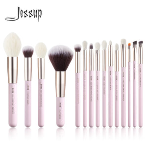 Jessup Makeup Brush Professional Makeup Brushes Set Foundation Eyeshadow Blender Powder Blush 15pcs Tool Kits Goat Hair