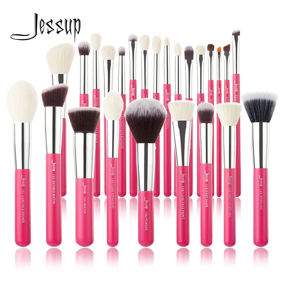 Jessup Rose-carmin/Silver Makeup brushes set Beauty Foundation Powder Eyeshadow Make up Brush 6pcs-25pcs Natural-synthetic hair