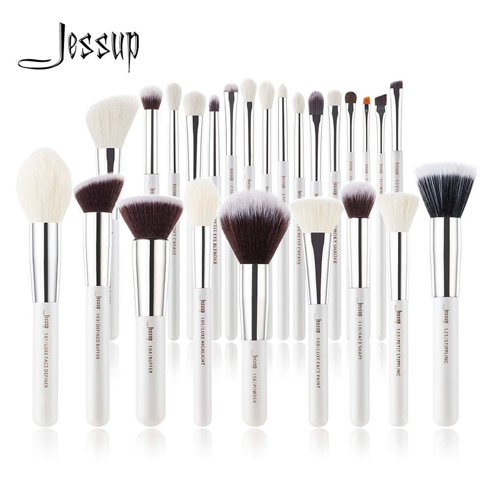 Jessup Pearl White/Silver Makeup brushes set Beauty Foundation Powder Eyeshadow Make up Brushes High quality 6pcs-25pcs