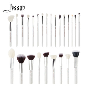 Jessup Makeup Brushes Set White/Silver 6-25pcs Dropshipping pincel maquiagem Eyeshadow Foundation Eyeliner Goat-Synthetic Hair