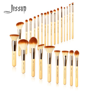 Jessup Brand 25pcs Beauty Bamboo Professional Makeup Brushes Set Make up Brush Tools kit Foundation Powder Blushes Eye Shader
