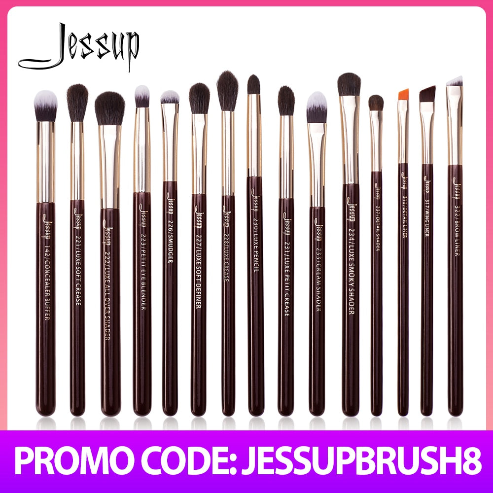 Jessup Makeup Brushes Set 15pcs Professional Eye Shadow Makeup Brush Kits Eyeshadow Eyeliner Blending Eyebrow Goat Hair