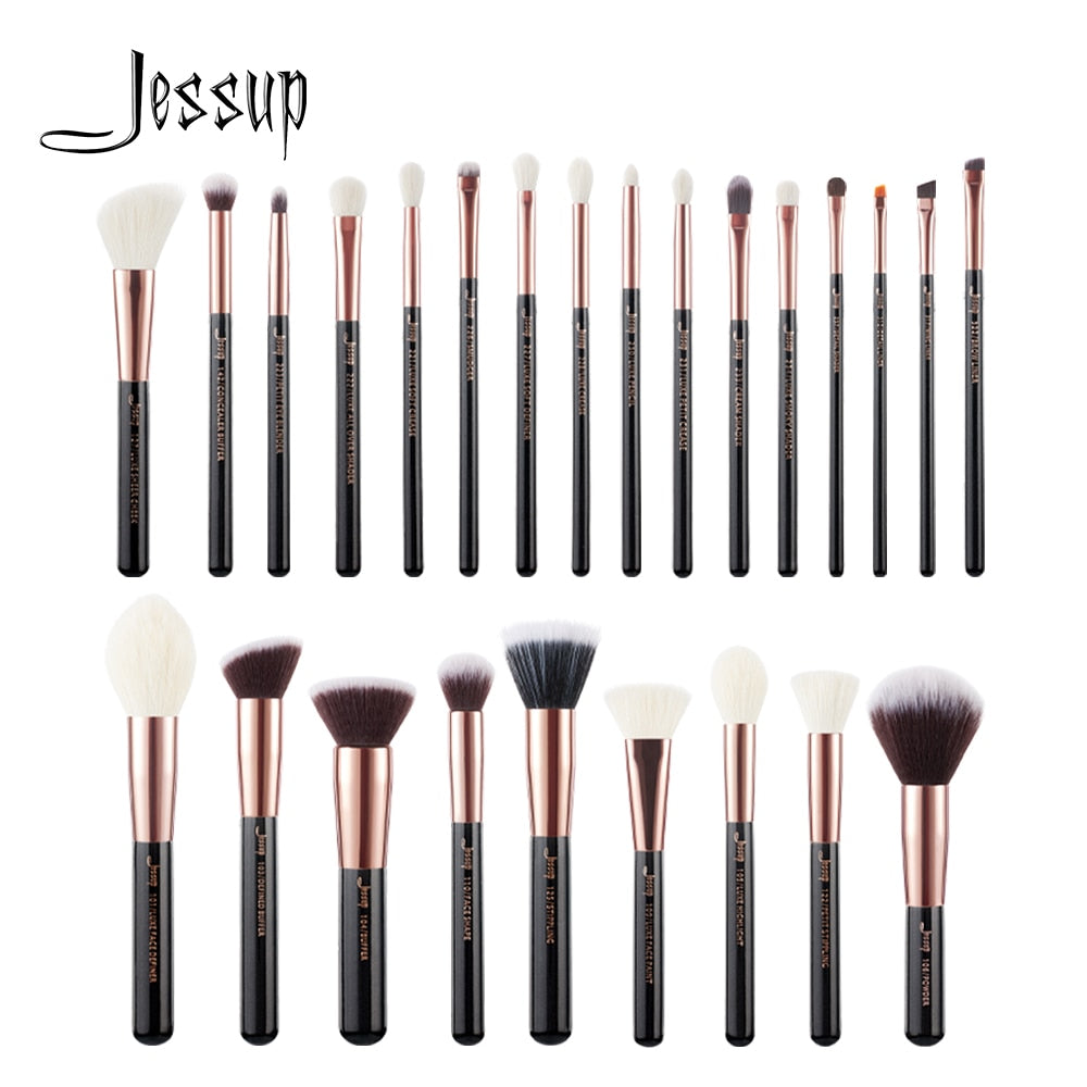 Jessup Makeup Brushes Kit 6-25pcs Black/Rose Gold Powder Foundation Eyeshadow Line Highlighter Concealer Blender Cosmetic Set