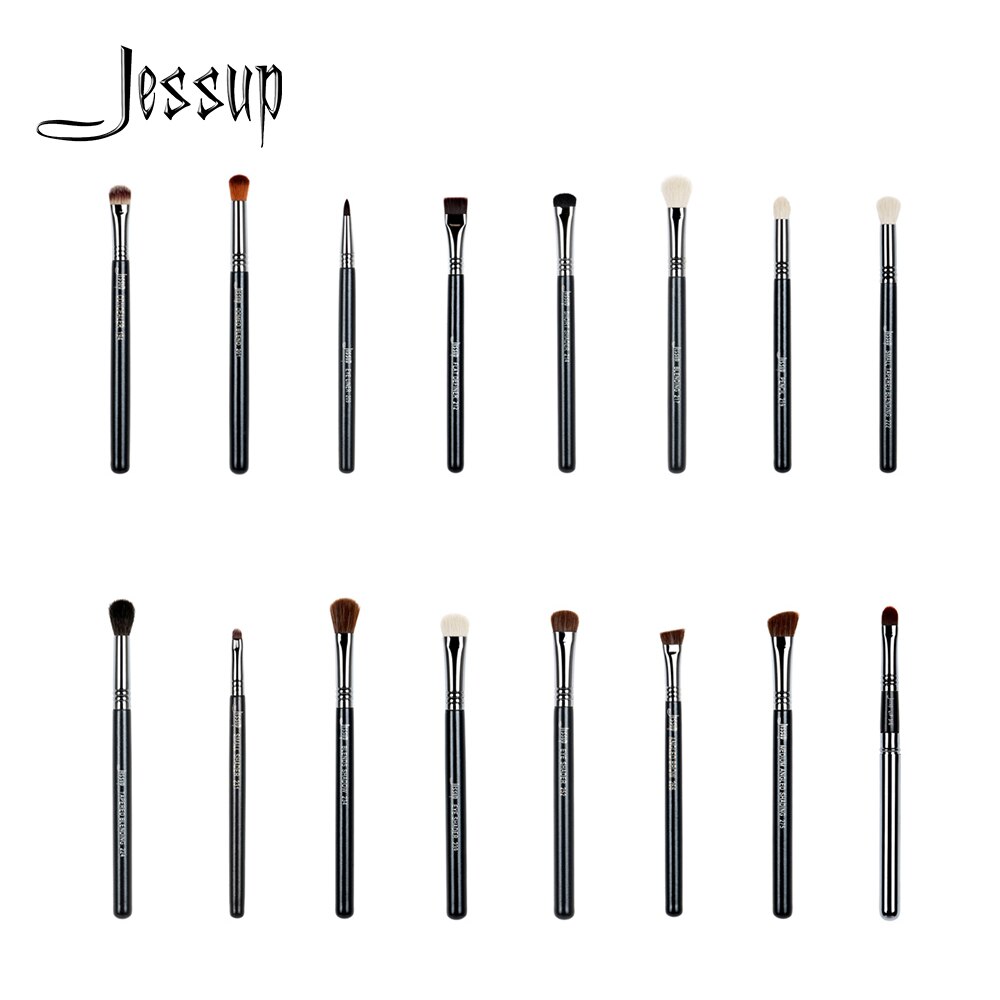 Jessup 1pc Professional Make up Brush Fibre Hair Concealer Eyeliner Blending EyeShader Lip Black- Silver Beauty Cosmetic Tool