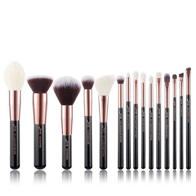 Jessup Makeup Brushes Set 15pcs Professional Makeup Brush Powder Eyeshadow Liner Foundation Blush Blending Zinfandel/Golden