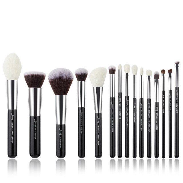 Jessup Makeup Brushes Set 15pcs Professional Makeup Brush Powder Eyeshadow Liner Foundation Blush Blending Zinfandel/Golden