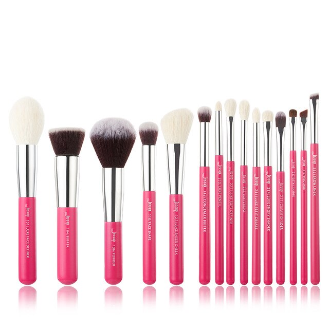 Jessup Makeup Brushes Set 15pcs Professional Makeup Brush Powder Eyeshadow Liner Foundation Blush Blending Zinfandel/Golden