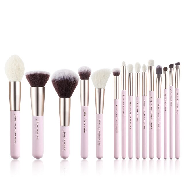 Jessup Makeup Brushes Set 15pcs Professional Makeup Brush Powder Eyeshadow Liner Foundation Blush Blending Zinfandel/Golden