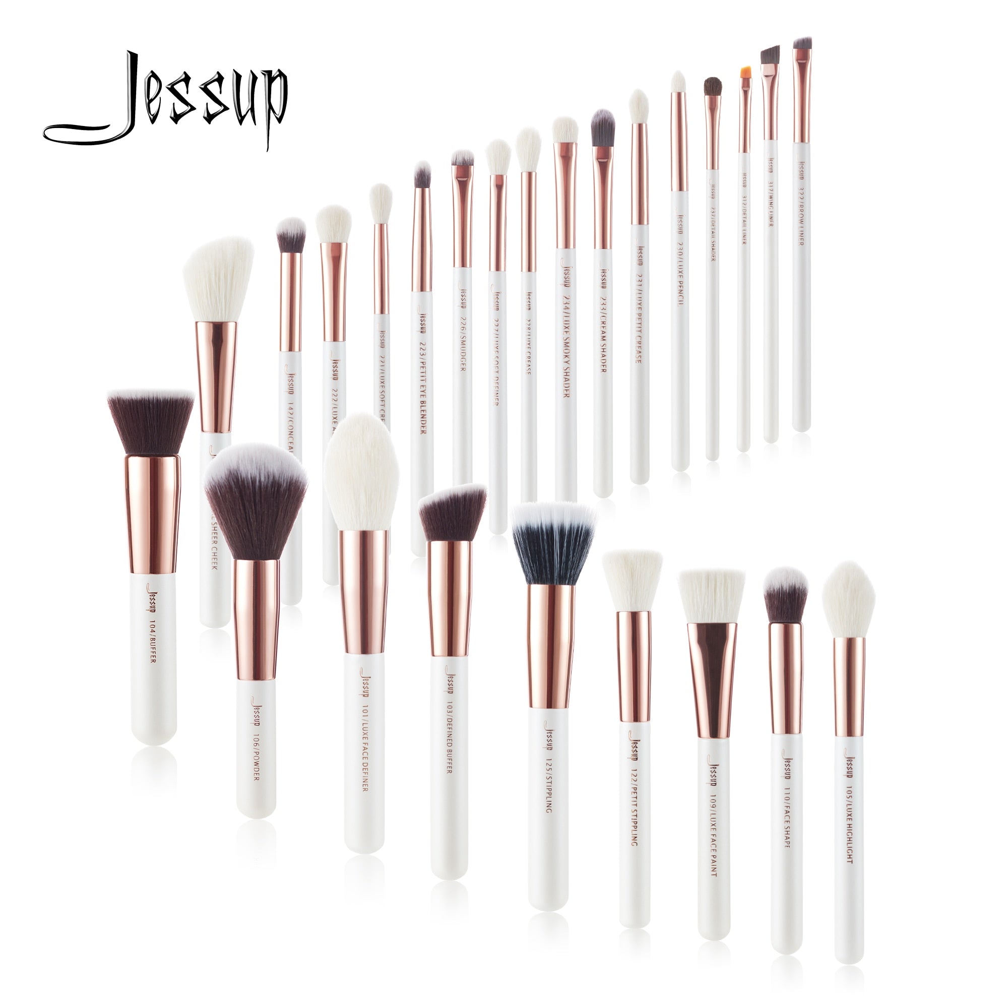 Jessup Pearl White/Rose Gold Professional Makeup Brushes brushes Make up Brush Tools kit Foundation set Powder Blushes Beauty