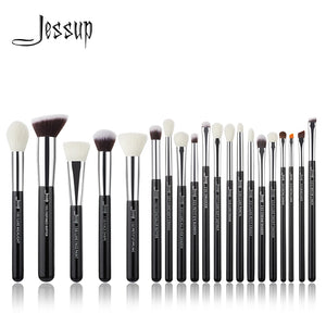 Jessup Black/Silver Professional Makeup Brushes Set Make up Brush Tools kit Foundation Powder Brushes natural-synthetic hair
