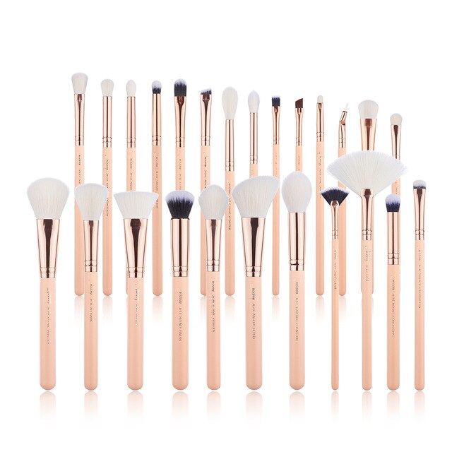 Jessup Makeup Brush Set Professional Foundation Highlighter Eyeliner Blending Brushes Maquillage 25pcs Peach Puff/Rose Gold