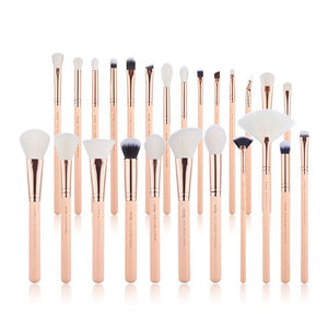 Jessup Makeup Brush Set Professional Foundation Highlighter Eyeliner Blending Brushes Maquillage 25pcs Peach Puff/Rose Gold