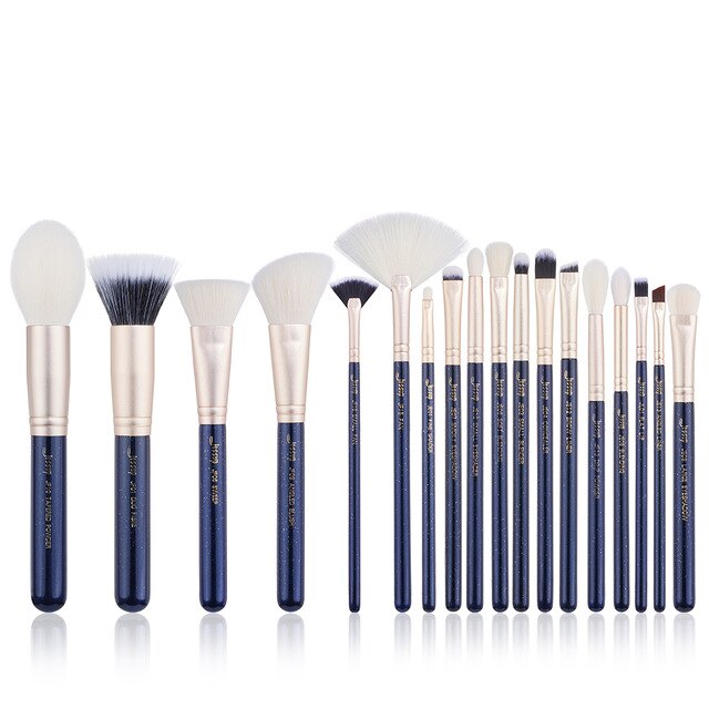 Jessup Brush Makeup Brushes Set Foundation Eyeshadow Blender Contour Powder 18pcs Peach Puff/ Rose Gold Cosmetics Beauty Kit