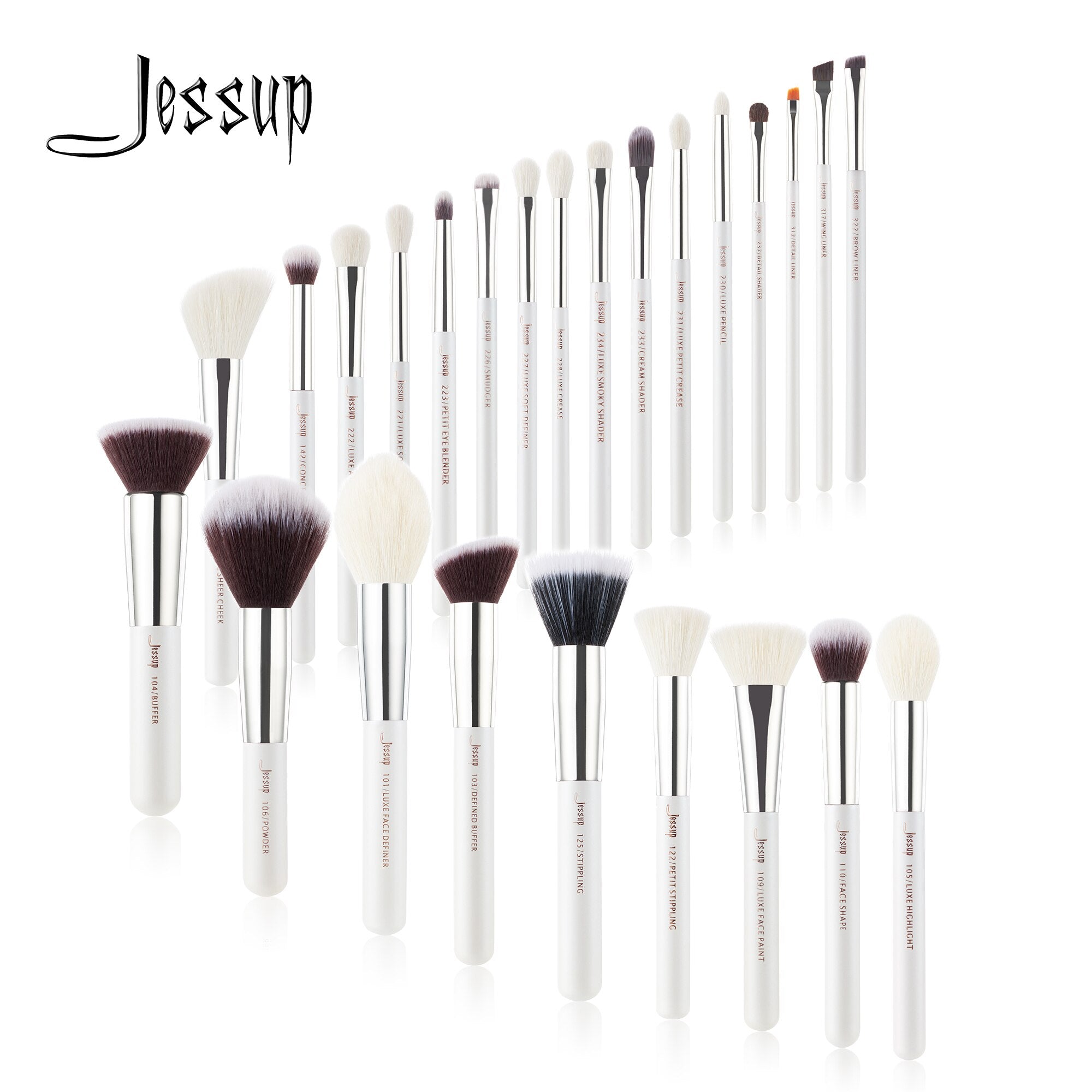 Jessup brush set Pearl White/Silver Professional Makeup Brushes Sets Foundation Make up Brush beauty Tool Powder Blushes
