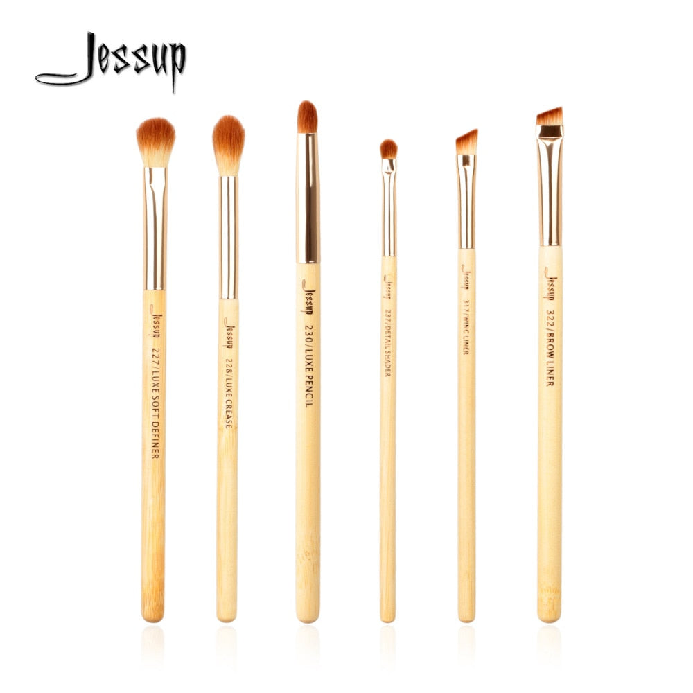 Jessup Brand 6pcs Beauty Bamboo Professional Makeup Brushes Set Make up Brush Tools kit Eye Shader Liner