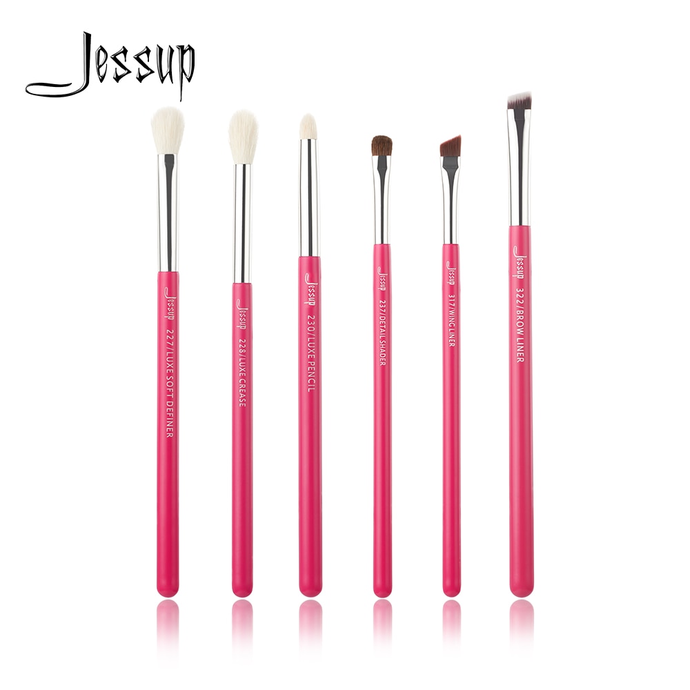 Jessup Rose-carmin/Silver Professional Makeup Brushes Set Beauty Tools Make up Brush kit Eye Shader Liner natural-synthetic hair