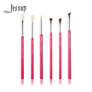 Jessup Rose-carmin/Silver Professional Makeup Brushes Set Beauty Tools Make up Brush kit Eye Shader Liner natural-synthetic hair