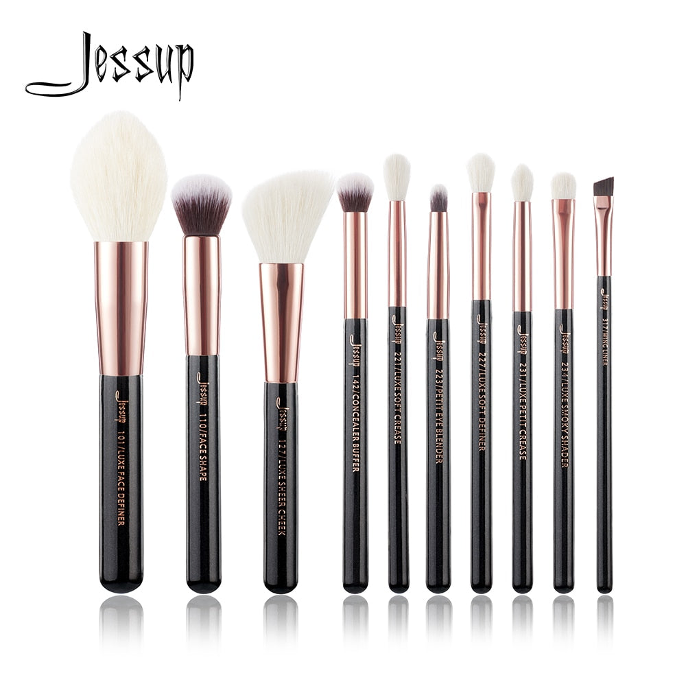 Jessup set Black / Rose Gold Professional Makeup Brushes Set Beauty Tool Make up Brush Foundation Powder Definer Shader Liner