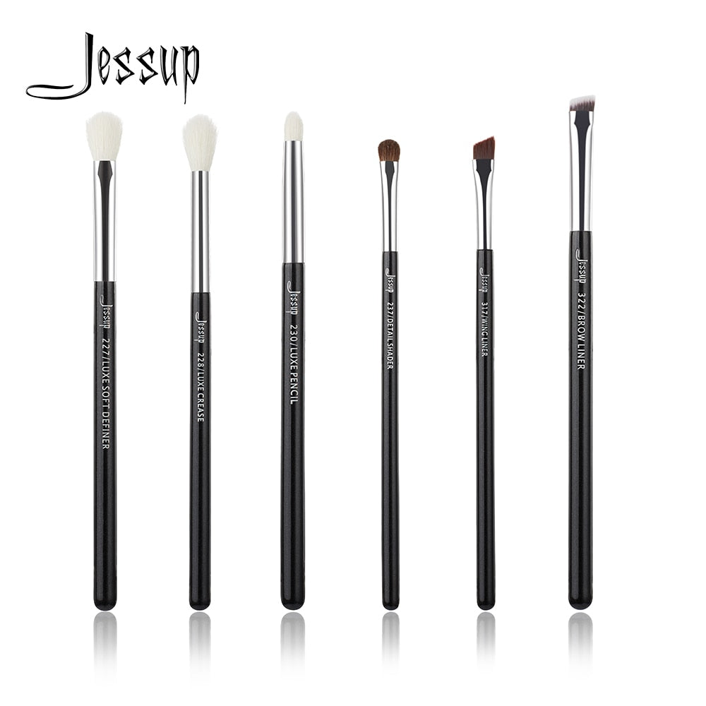 Jessup Black/Silver Professional Makeup Brushes Set Make up Brush Beauty Tools kit Eye Shader Liner natural-synthetic hair