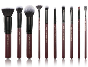 Jessup brushes 10pcs Plum/Black Makeup brushes set beauty Make up brush Concealer & 1PC Cosmetic bag women