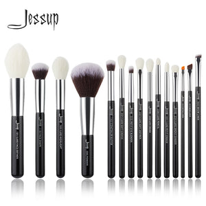 Jessup Brand Black/Silver Professional Makeup Brushes Brush set Beauty Tools Make up Foundation Powder natural-synthetic hair