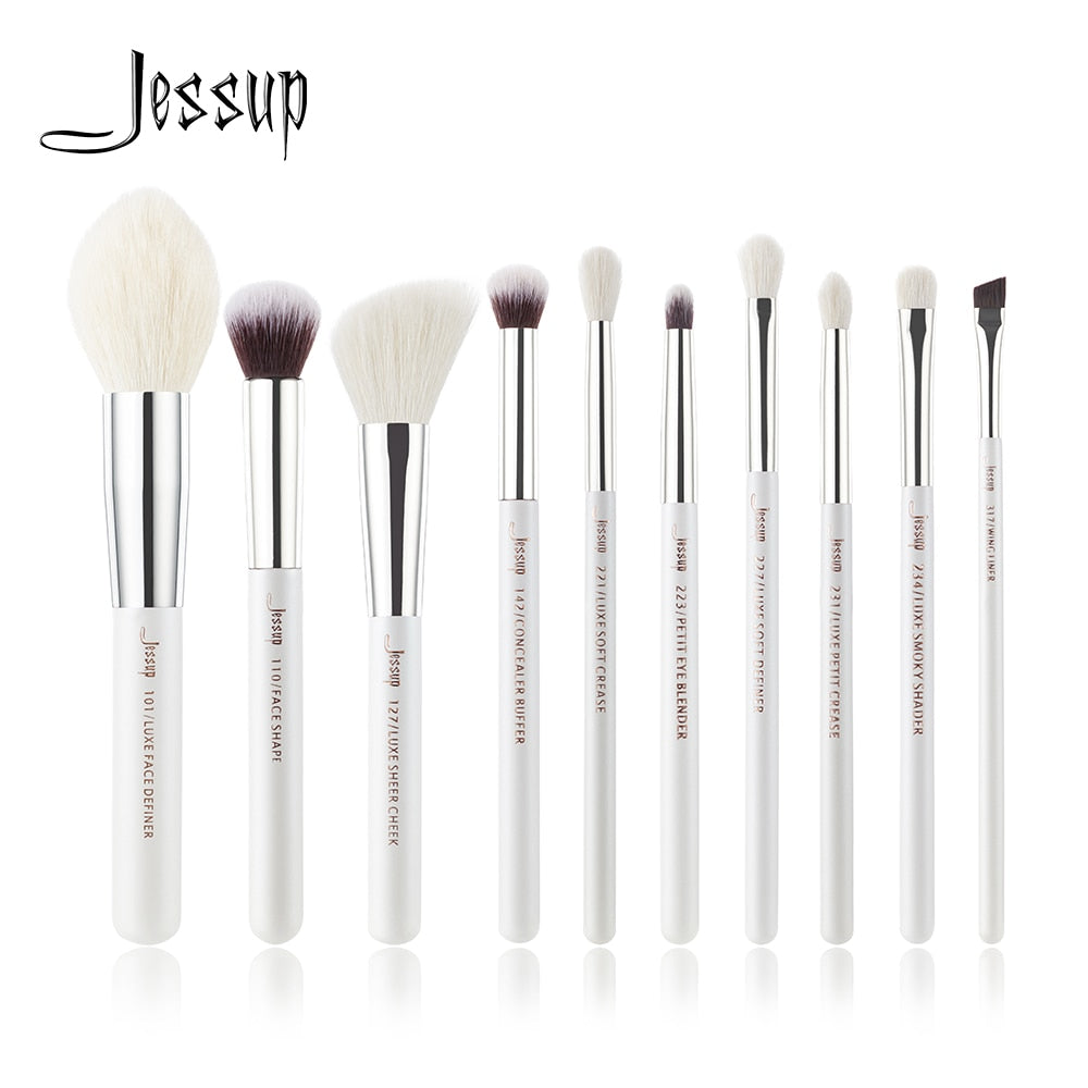 Jessup Pearl White/Silver Professional Makeup Brushes Set Make up Brush beauty Tools kit Foundation Powder Definer Shader Liner