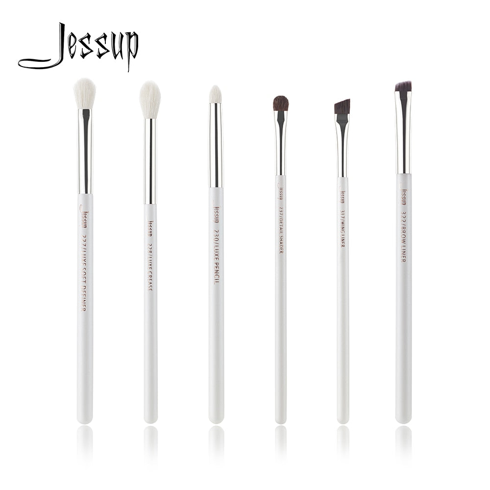 Jessup Pearl White/Silver Professional Makeup Brushes Set Make up Brush Tools kit Eye Shader Liner natural-synthetic hair