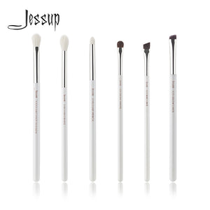 Jessup Pearl White/Silver Professional Makeup Brushes Set Make up Brush Tools kit Eye Shader Liner natural-synthetic hair